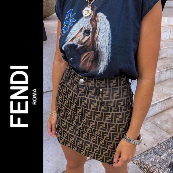 Fendi Sweaters - FENDI 1990's FF Zucca monogram jacquard canvas mini skirt
(IT40) US 26